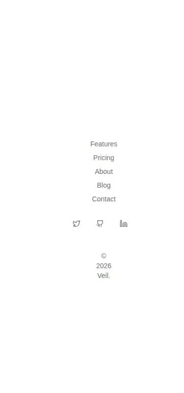 Harness screenshot of tailark-veil-footer-2 at 375 pixels wide