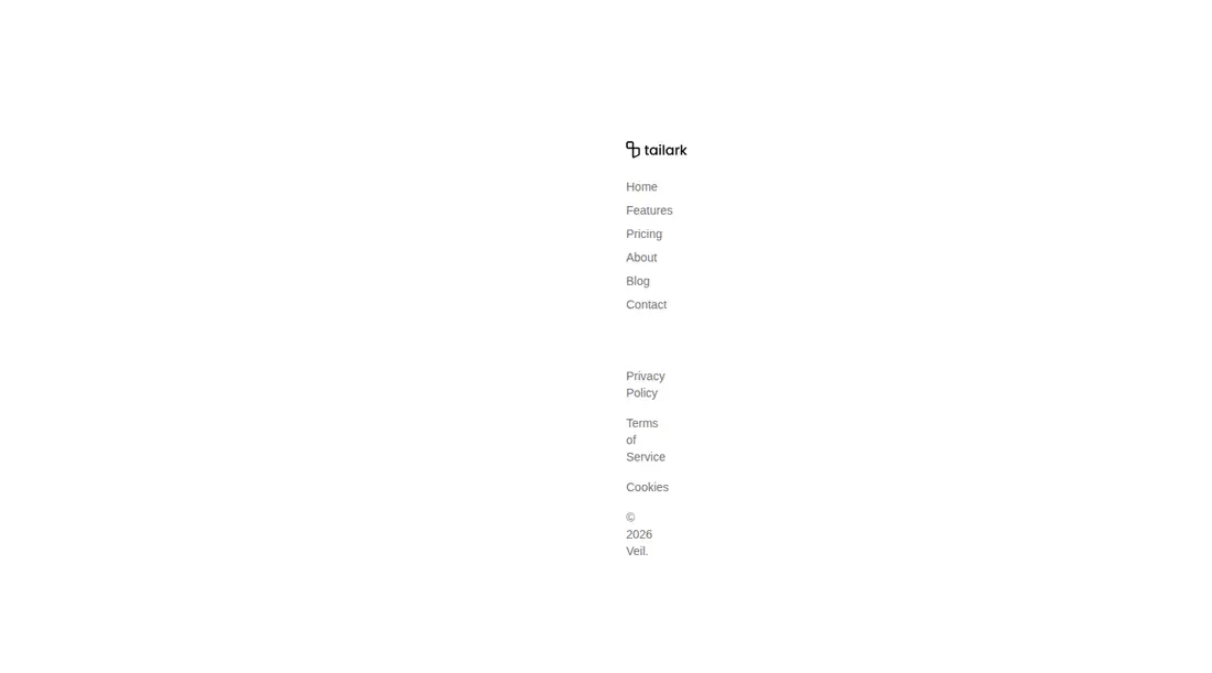 Harness screenshot of tailark-veil-footer-3 at 1440 pixels wide