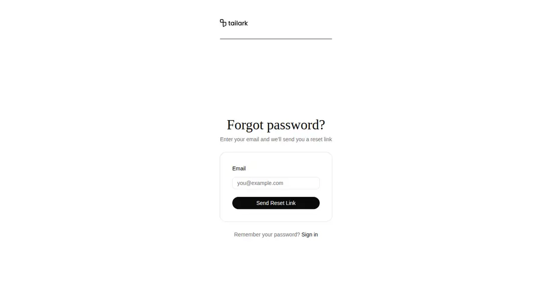 Harness screenshot of tailark-veil-forgot-password-1 at 1440 pixels wide