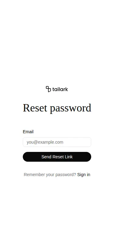 Harness screenshot of tailark-veil-forgot-password-3 at 375 pixels wide