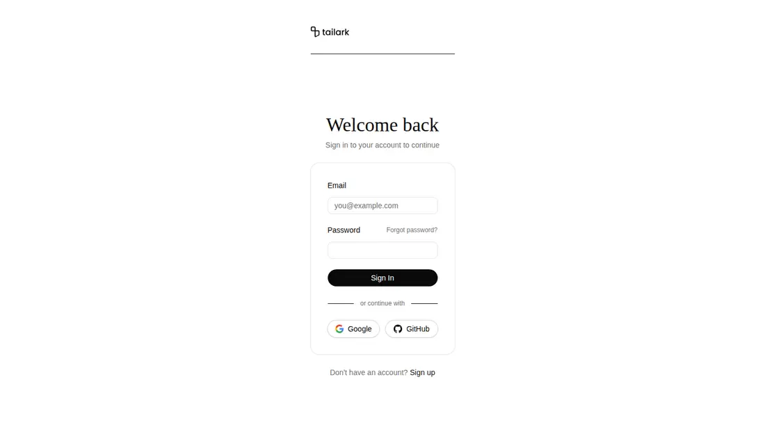 Harness screenshot of tailark-veil-login-1 at 1440 pixels wide