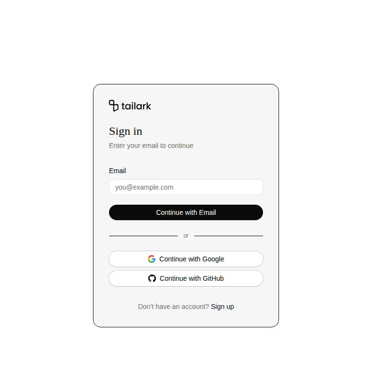 Harness screenshot of tailark-veil-login-2 at 768 pixels wide