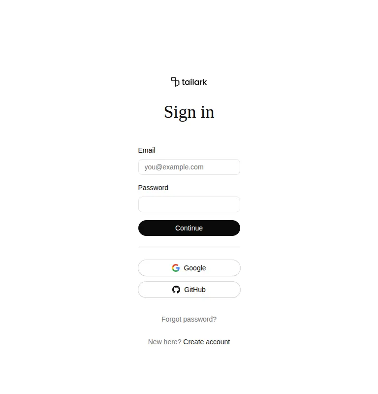 Harness screenshot of tailark-veil-login-3 at 768 pixels wide