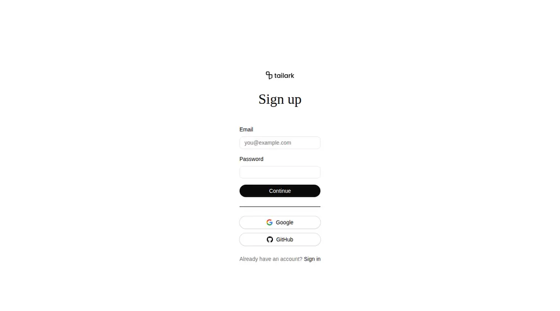 Harness screenshot of tailark-veil-sign-up-3 at 1440 pixels wide