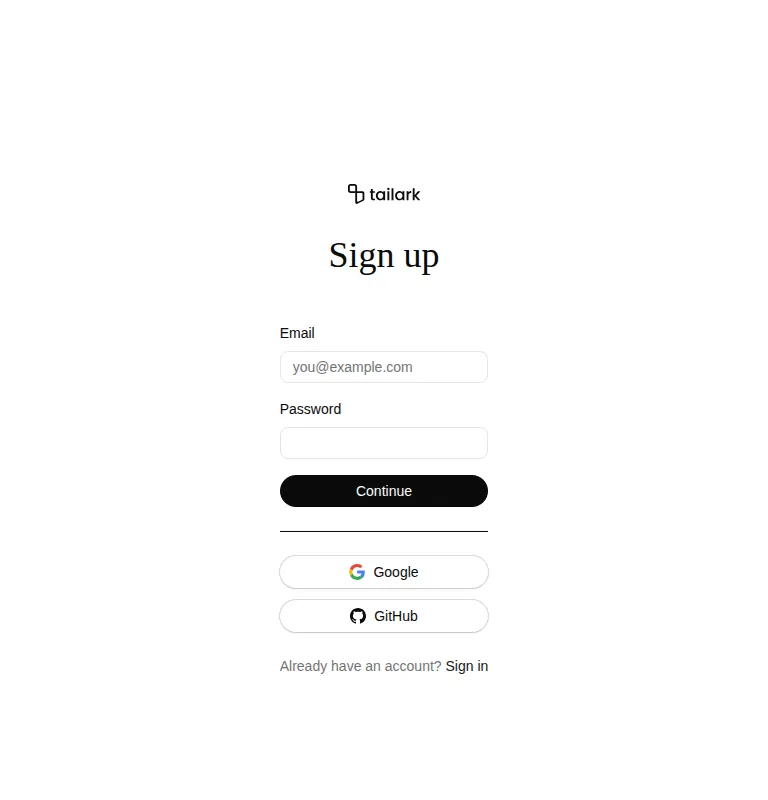 Harness screenshot of tailark-veil-sign-up-3 at 768 pixels wide