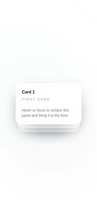 Harness screenshot of tripled-animated-card-stack-shadcnui at 375 pixels wide
