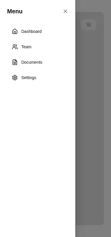 Harness screenshot of tripled-animated-sidebar-shadcnui at 375 pixels wide