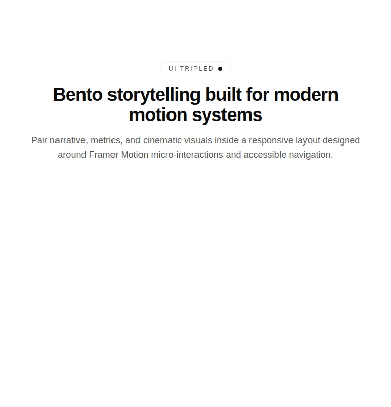 Harness screenshot of tripled-bento-grid-block-shadcnui at 768 pixels wide