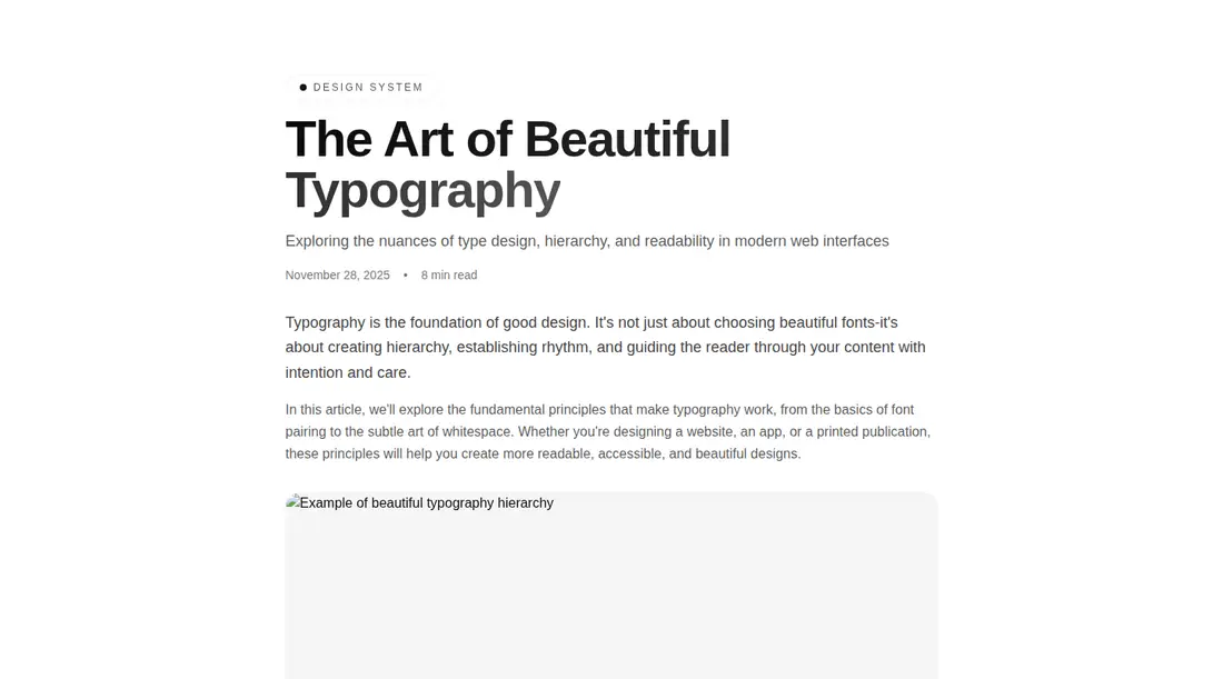 Harness screenshot of tripled-blog-typography-shadcnui at 1440 pixels wide