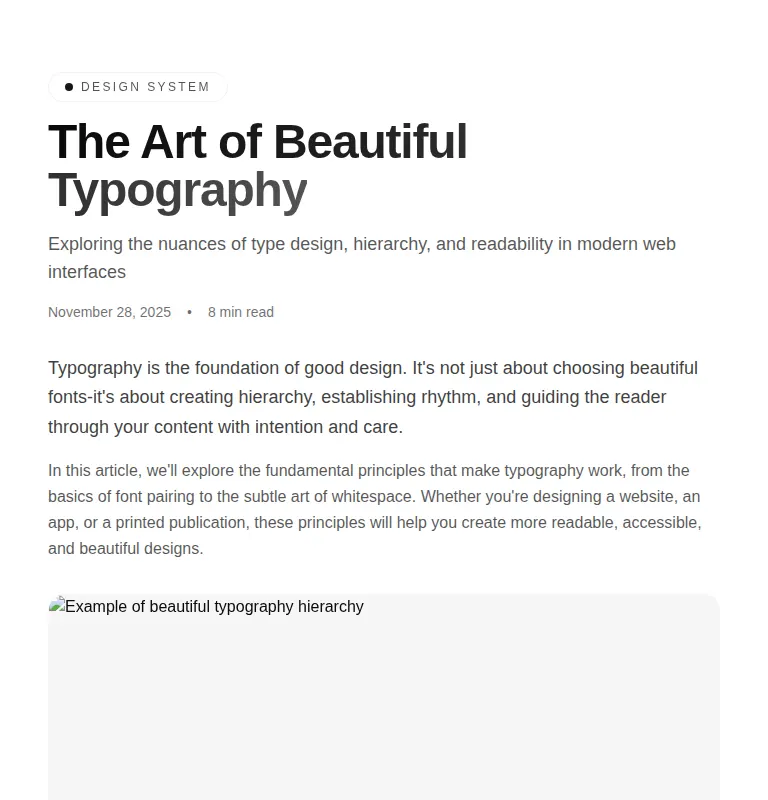 Harness screenshot of tripled-blog-typography-shadcnui at 768 pixels wide