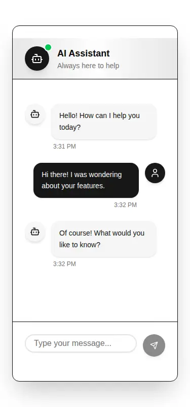 Harness screenshot of tripled-chat-app-shadcnui at 375 pixels wide