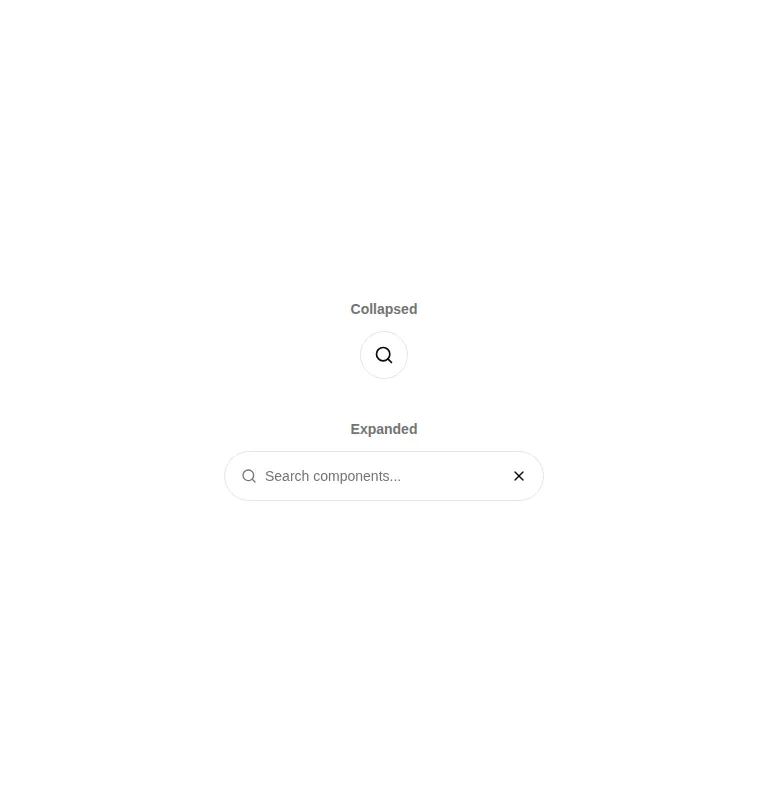 Harness screenshot of tripled-expanding-search-dock-shadcnui at 768 pixels wide