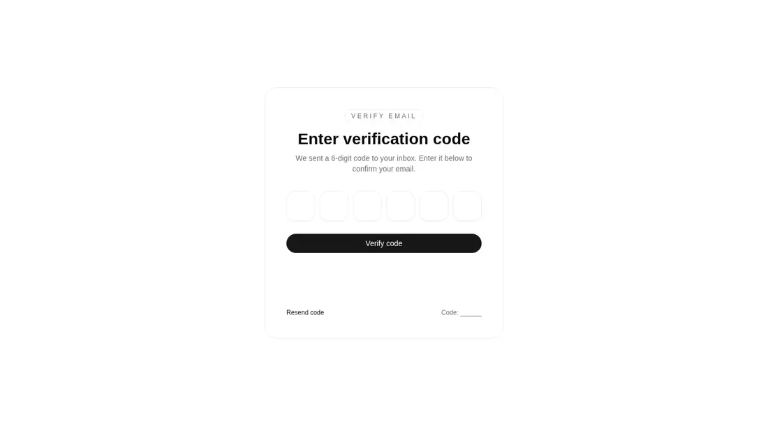 Harness screenshot of tripled-glass-verification-code-card-shadcnui at 1440 pixels wide