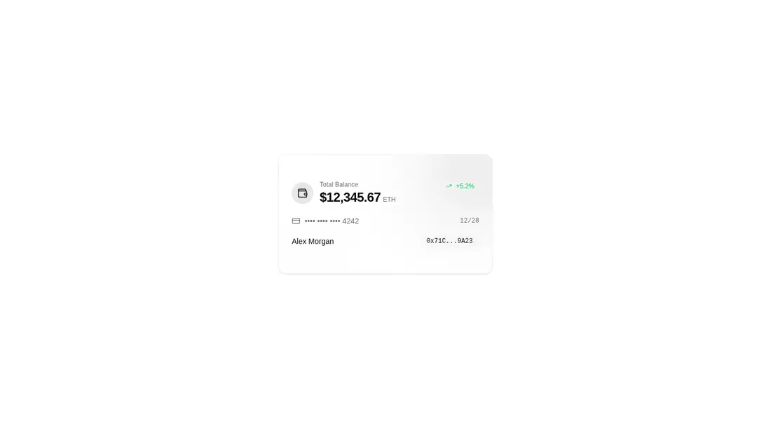 Harness screenshot of tripled-glass-wallet-card-shadcnui at 1440 pixels wide