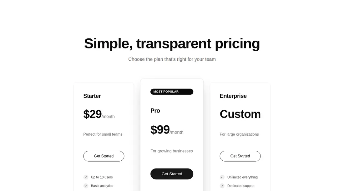 Harness screenshot of tripled-glassmorphism-pricing-block-shadcnui at 1440 pixels wide