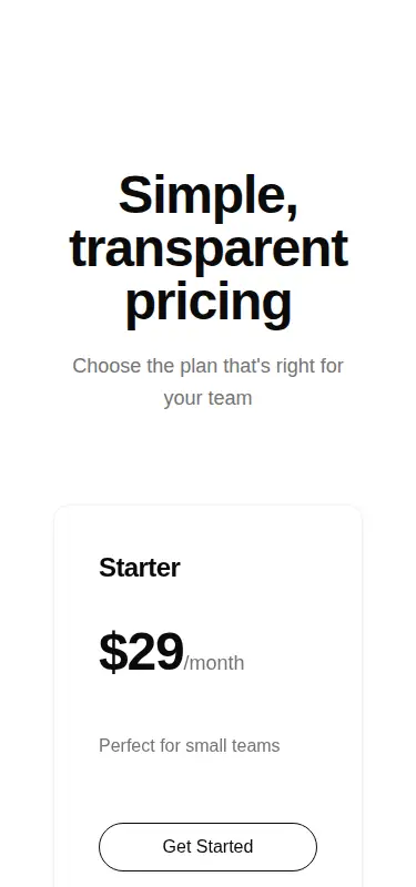 Harness screenshot of tripled-glassmorphism-pricing-block-shadcnui at 375 pixels wide