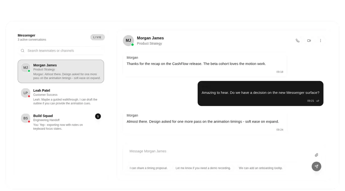 Harness screenshot of tripled-messenger-shadcnui at 1440 pixels wide