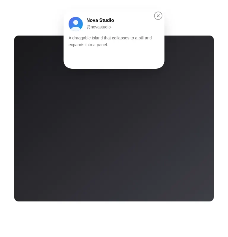 Harness screenshot of tripled-native-notch-shadcnui at 768 pixels wide