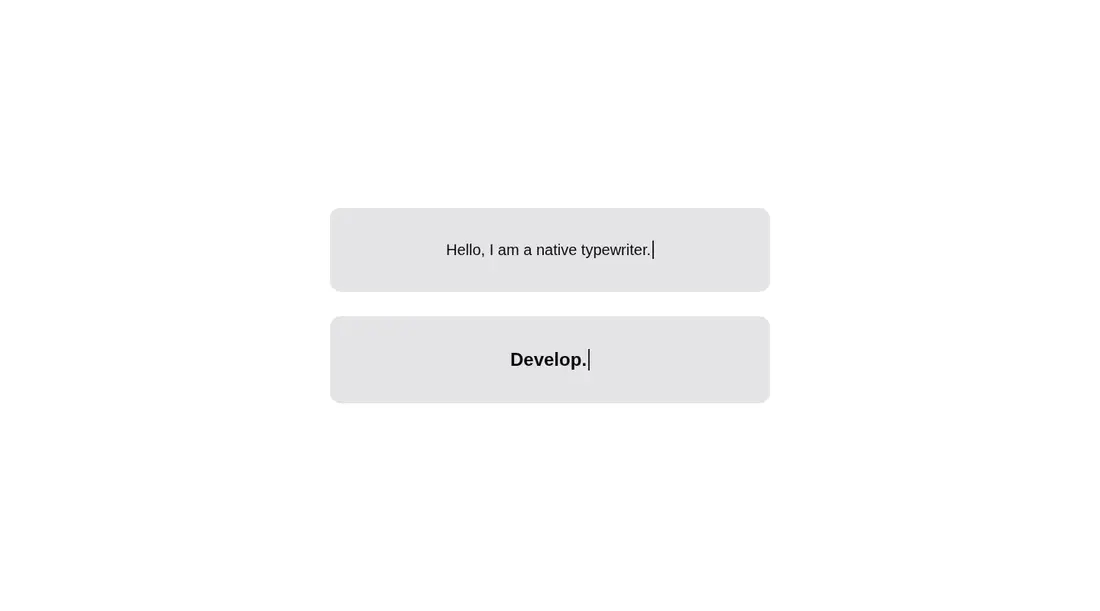Harness screenshot of tripled-native-typewriter-shadcnui at 1440 pixels wide