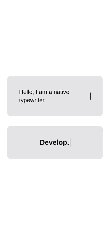 Harness screenshot of tripled-native-typewriter-shadcnui at 375 pixels wide