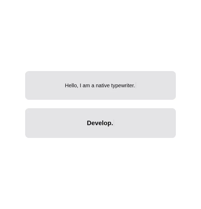 Harness screenshot of tripled-native-typewriter-shadcnui at 768 pixels wide