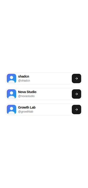 Harness screenshot of tripled-native-user-card-shadcnui at 375 pixels wide