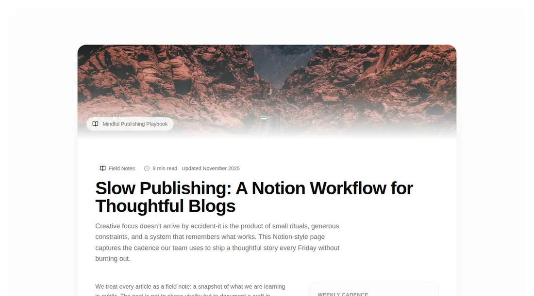 Harness screenshot of tripled-notion-blog-page-shadcnui at 1440 pixels wide