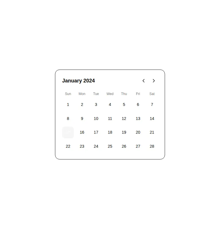 Harness screenshot of tripled-simple-calendar-shadcnui at 768 pixels wide