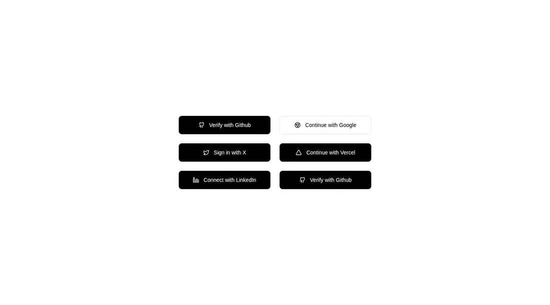 Harness screenshot of tripled-social-login-button-shadcnui at 1440 pixels wide