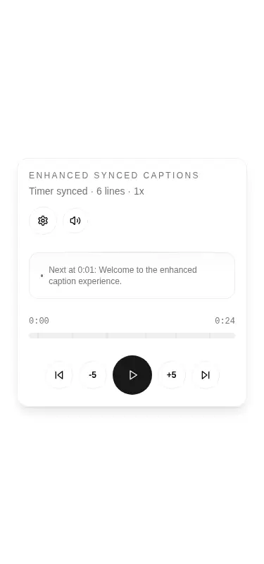 Harness screenshot of tripled-synced-lyric-captions-shadcnui at 375 pixels wide