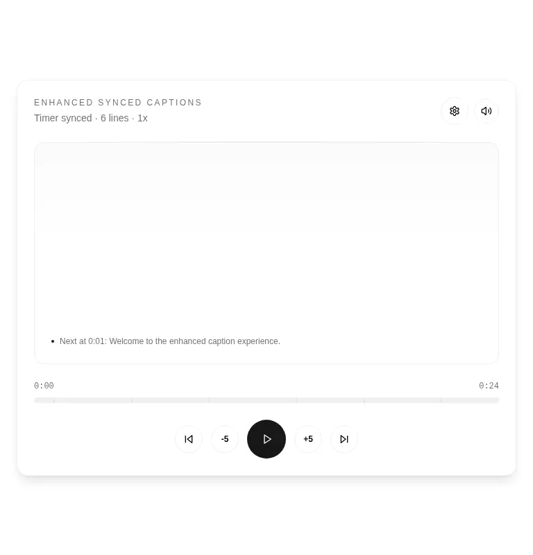 Harness screenshot of tripled-synced-lyric-captions-shadcnui at 768 pixels wide