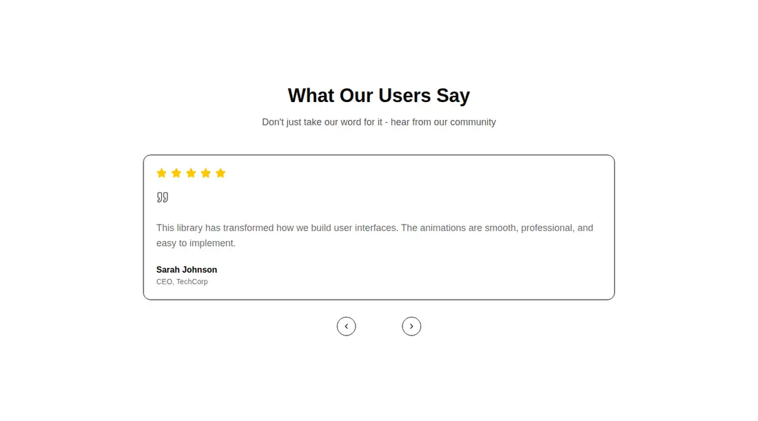 Harness screenshot of tripled-testimonial-section-shadcnui at 1440 pixels wide