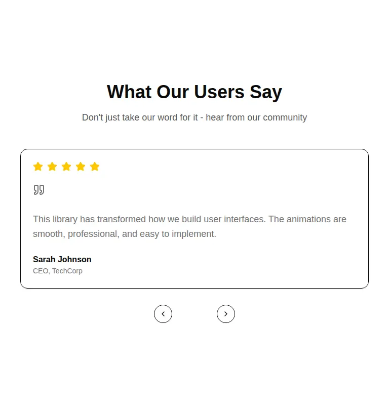 Harness screenshot of tripled-testimonial-section-shadcnui at 768 pixels wide