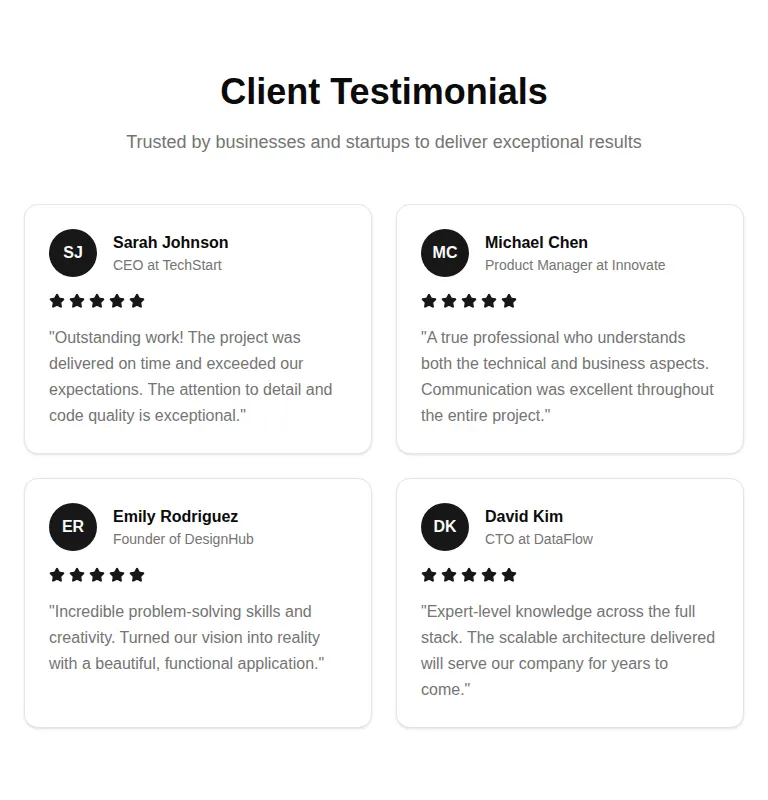 Harness screenshot of tripled-testimonials-block-shadcnui at 768 pixels wide