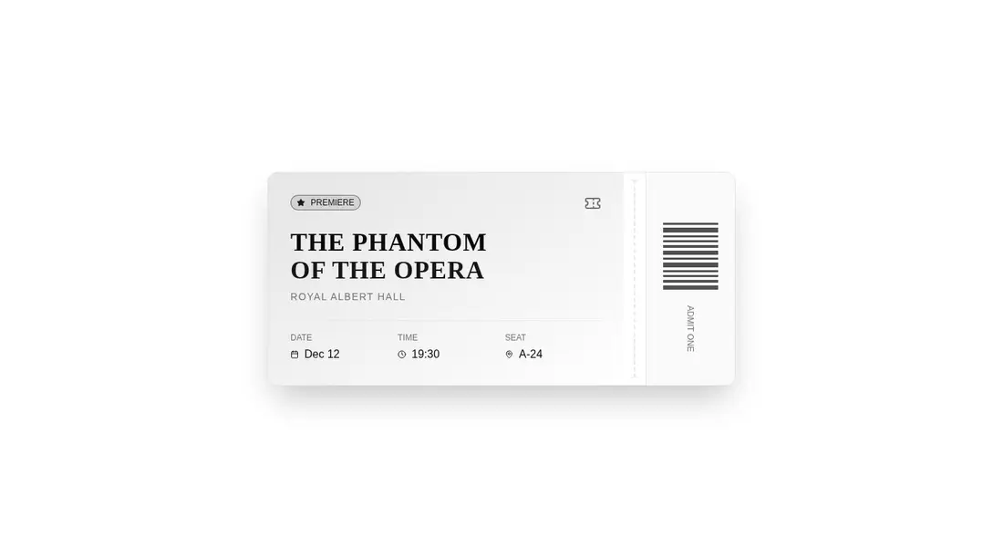 Harness screenshot of tripled-theater-ticket-shadcnui at 1440 pixels wide